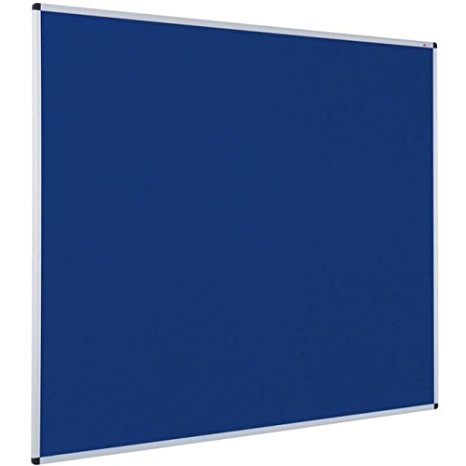 VIZ-PRO Notice Board Felt Blue, 36 X 24 Inches, Silver Aluminium Frame