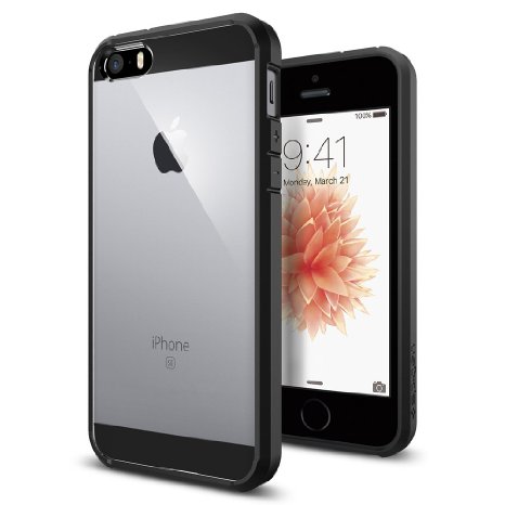 iPhone SE Case, Spigen® [Ultra Hybrid] AIR CUSHION [Black] Clear back panel   TPU bumper for iPhone SE / 5S / 5 - Black (041CS20173)