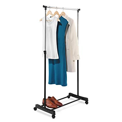 Honey-Can-Do GAR-01122 adjustable height garment rack, chrome/b 33.1" x 16.7" x 65.75" Black