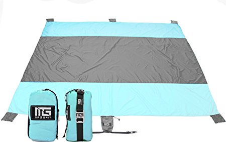 9’ X 10’ ft. XL Beach Blanket - Oversized, Sand Proof, Waterproof, Ultra Portable, Lightweight & Compact Large Beach Towel. Best Family Travel Outdoor Picnic Throw / Cover - Free Bonus Bottle Opener