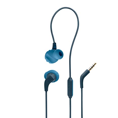 JBL Endurance Run 2, Sports in Ear Wired Earphones with Mic, Pure Bass, Sweatproof, Flexsoft eartips, Magnetic Earbuds, Fliphook & TwistLock Technology with Voice Assistant Support for Mobiles (Blue)