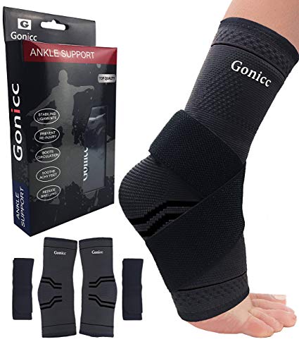 gonicc Professional Foot Sleeve Pair(2 Pcs) with Compression Wrap Support, Breathable, Stabiling Ligaments, Prevent Re-Injury, Boots Circulation, Ankle Brace, Volleyball Protective Gear Ankle Guards.