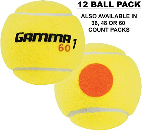 Gamma Sports Kids Training (Transition) Balls, Yellow/Orange Dot, 60 Orange Dot, 12-Pack
