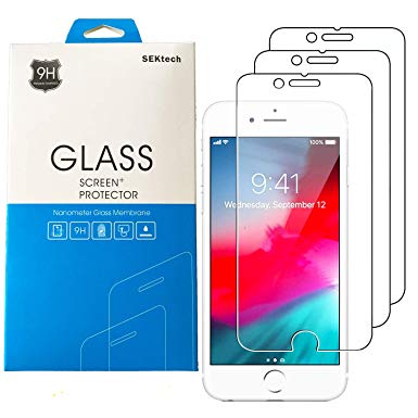 Sektech Screen Protector for Apple iPhone 8 Plus and iPhone 7 Plus, 5.5 InchTempered Glass Film 3-Pack Premium Quality