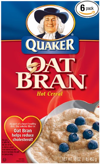 Quaker Oat Bran Hot Cereal, with Fiber and Protein, 16 oz Box (Pack of 6)