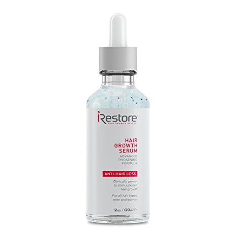iRestore Hair Growth Serum w/ Redensyl & Vitamin E – Advanced Thickening Formula – For All Hair Types, Men and Women (2oz / 60ml)