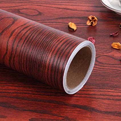 Wood Contact Paper Self-Adhesive Removable Wood Peel and Stick Wallpaper Decorative Wall Covering Vintage Wood Panel Interior Film Leave No Trace Surfaces Easy to Cle15.8“x 78.7”(Red)