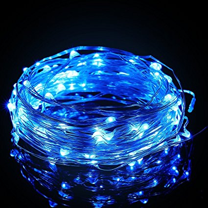 Excelvan 10m/33ft 100 LED String Lights Copper Wire LED Starry Light,USB Operated Waterproof Fairy Lights For Wedding,Home,Bedroom,Patio,Garden and Party,Holiday Decoration (Blue)