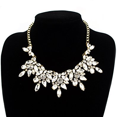 Fit&Wit Bling Rhinestone Crystal Layered Statement Fashion Elegant Necklace For Women