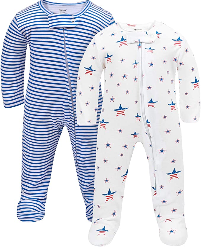 TILLYOU Footed Sleep and Play Pajamas for Baby Boy Girl, 0-12 Month Blanket Sleepers