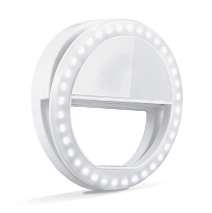 Selfie Ring Light, Oternal Rechargeable Portable Clip-on Selfie Fill Light with 36 LED for iPhone Android Smart Phone Photography, Camera Video, Girl Makes up (White)
