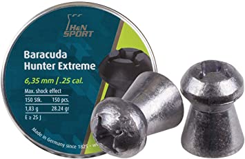 H&N Baracuda Hunter Extreme Pellets, .25 Cal, 28.24 Grains, Hollowpoint, 150 Count (Pack of 1)