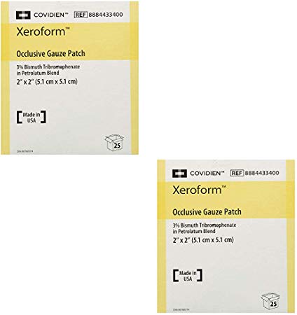 Xeroform Petrolatum Gauze Dressing 2" x 2" Patch Box: 25 (2 Pack - 25 Count)