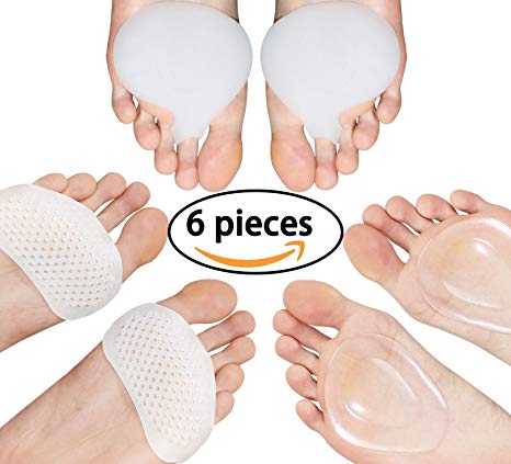 Metatarsal Pads for Women & Men Metatarsalgia Insoles Ball of Foot Silicone Cushions Soft Gel Foot Care for Heels Foot Pain Relief (6 Pieces)