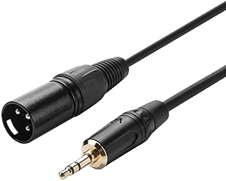 3.5mm to XLR, CableCreation 6 Feet 3.5mm (1/8 Inch) TRS Stereo Male to XLR Male Cable Compatible with iPhone, iPod, Tablet, Laptop and More, Black