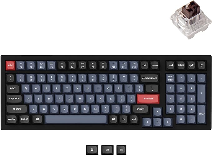 Keychron K4 Pro Custom Wireless Mechanical Keyboard, 96 Keys Hot-swappable QMK/VIA Programmable Macro with K Pro Brown Switch RGB Backlit Compatible Mac Windows Linux - Black