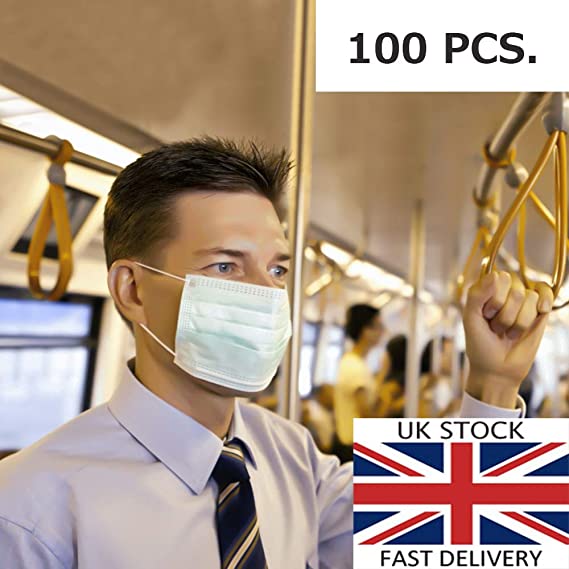 100 X SURGICAL FACE MASK EAR LOOPS – MEDICAL 3 PLY MASKS Sold by AA Electrics 100pcs