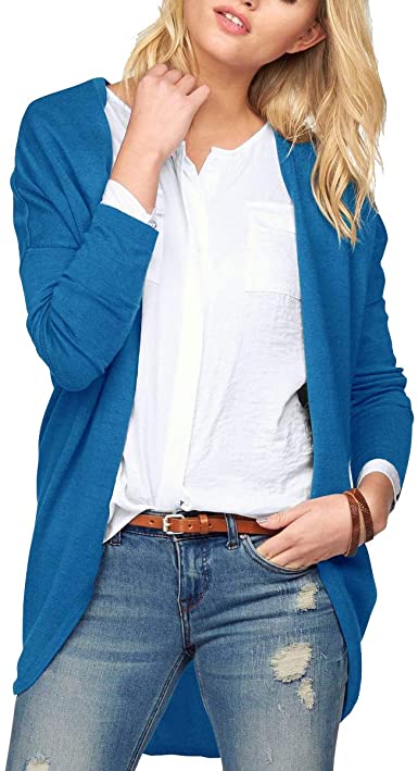Jusfitsu Womens Long Sleeve Mid Length Lightweight Open Front Cocoon Cardigan Sweaters (S-2XL)