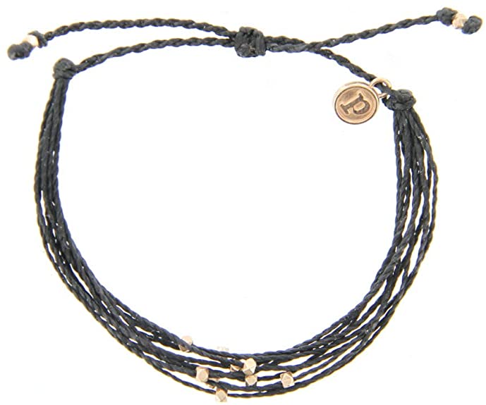 Pura Vida Rose Gold Malibu Beaded Bracelet - Silver Plated Charm, Adjustable Band