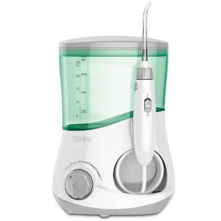 Sterline Counter Top Water Flosser with Six Interchangeable Nozzles 10 Water Pressure Settings and 600ml Capacity Water Tank