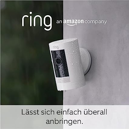 Ring Überwachungskamera aussen (Stick Up Cam Battery), Zertifiziert und generalüberholt | Alexa-kompatibel | Weiß