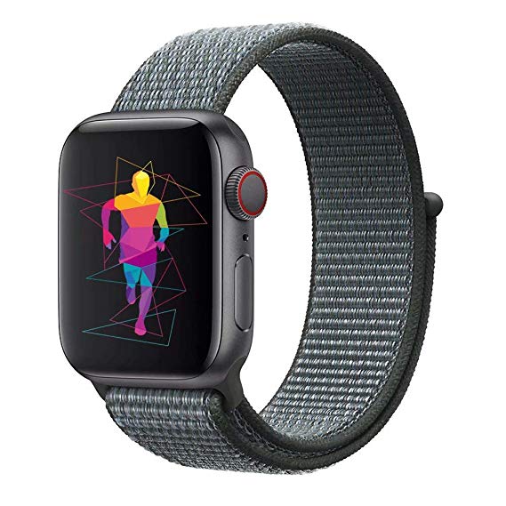 INTENY Sport Band for Apple Watch 38mm 40mm 42mm 44mm, Soft Lightweight Breathable Nylon Sport Loop Replacement Strap for iWatch Apple Watch Series 4, Series 3, Series 2, Series 1