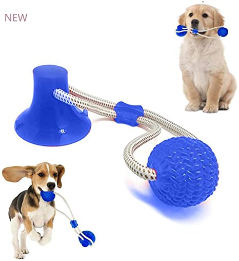 KUANSHENG Dog Tug Toy, Sucker Dog Toy, Dog Chew Toy, Tug of War Toy, Lnteractive Rope Dog Toy, Pet Molar Bite Toy for Small and Medium-Sized Dogs, Rubber Chew Toy with Suction Cup, (for Pets Only)