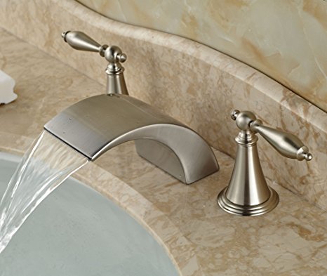 Rozin® Widespread 3 Holes Bathroom Basin Faucet Brushed Nickel