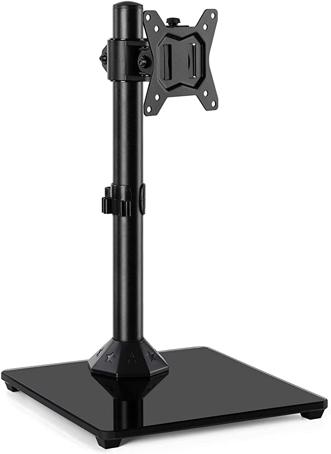 HUANUO Swivel Universal Single Monitor Stand - Free-Standing Desk Stand Riser for 13-32 inch Screen with Swivel, Height Adjustable, Rotation Hold up to 17.6lbs