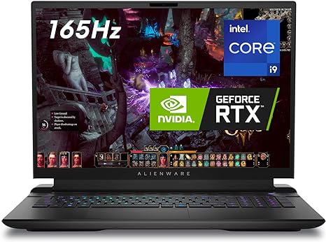 Alienware m18 Intel Gaming Laptop, 18-inch QHD  (2560 x 1600) 165Hz 3ms Display with FHD IR Camera, 13th Gen Intel Core i9 13900HX, NVIDIA GeForce RTX 4070, 32GB DDR5 RAM, 1TB SSD, Dark