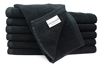SALBAKOS 100% Genuine Turkish Cotton Washcloths 12-Pack, Black