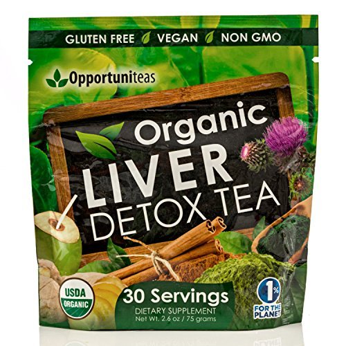 Organic Liver Detox Tea, Feel Great & Boost Your Energy With A Natural Liver Cleanse & Support Supplement. Matcha Green Tea Powder, Milk Thistle, Spirulina, Coconut Water, Ginger, & Cinnamon