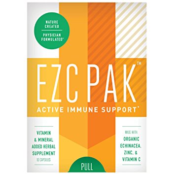 EZC Active Pak Immune Support, Echinacea, Zinc and Vitamin C, 10 Gluten-Free Vegetarian Capsules, Physician-Designed Immune Boosting Supplements (1 Pack)
