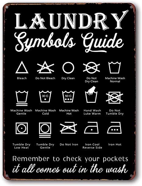 Goutoports Laundry Room Vintage Metal Sign Symbols Guide Decorative Signs Wash Room Decor Bathroom Signs 7.9x11.8 Inch