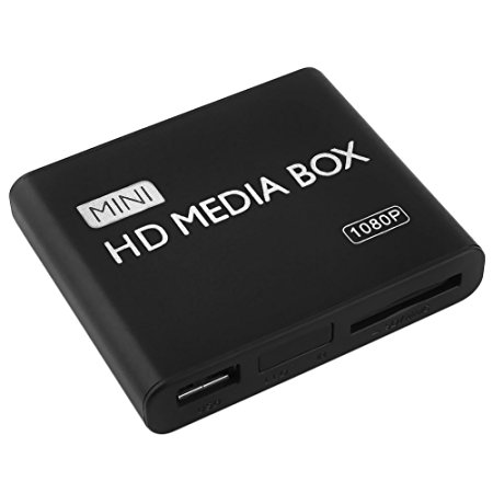 Emish Mini Full HD 1080P Media Player with HDMI AV USB SD MMC, Auto Play Function, Black