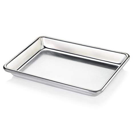 New Star Foodservice 33977 Commercial-Grade 18-Gauge Aluminum Sheet Pan/Bun Pan, 9 2/3" W x 6 2/3" L x 1" H (1/8 size)