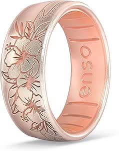 Enso Rings Etched Classic Silicone Rings - Comfortable and Flexible Design - 8mm Wide, 2.16 Thick