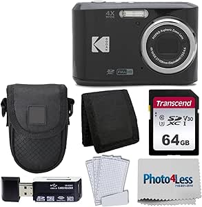 Kodak PIXPRO FZ45 Digital Camera Bundle with Black Point & Shoot Camera Case   Transcend 64GB SD Memory Card   Tri-fold Memory Card Wallet   Hi-Speed SD USB Card Reader   More!… (Black)