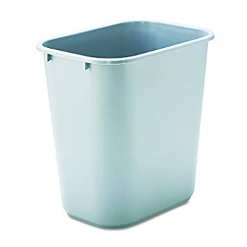 Rubbermaid Commercial 295600GY Deskside Plastic Wastebasket, Rectangular, 7 gal, Gray
