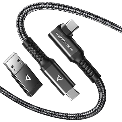 PRISMXR Link Cable 16FT USB 3.2 Type C to C Compatible with Oculus Quest 2/Quest 3/Meta Quest Pro/Pico 4 Accessories and PC/Steam VR USB Link Auto-Connect, 5Gbps High Speed (Black)