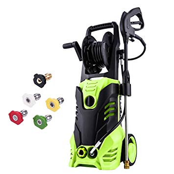 Homself 3000 PSI Electric High Pressure Washer 1.80 GPM 1800W Electric Power Washer with Hose Reel,5 Quick-Connect Spray Tips