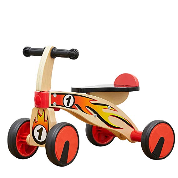 TOP BRIGHT Baby Bike Toys 1 Year Old , Baby Scooter for 1-2Years , Wooden Bike for Baby 4 Wheels