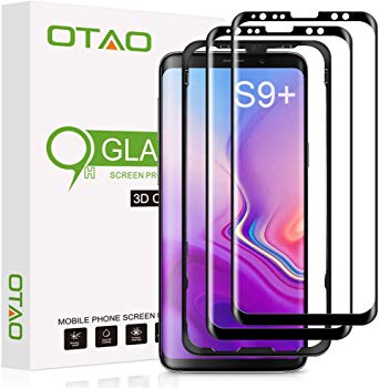 Galaxy S9 Plus Screen Protector Tempered Glass 2 Pack, OTAO 3D Curved Dot Matrix [Full Screen Coverage] Glass Screen Protector for Samsung Galaxy S 9 Plus with Installation Tray [Case Friendly]