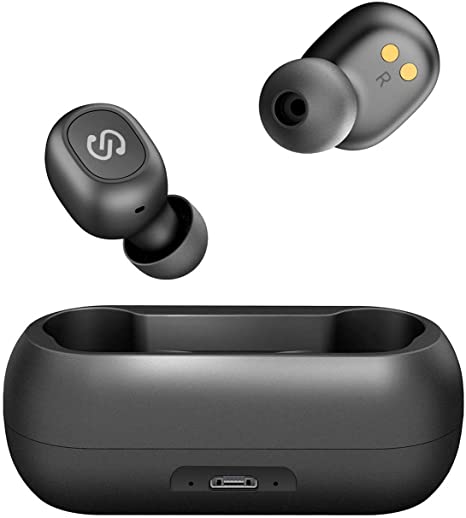 SOUNDPEATS TrueFree True Wireless Earbuds Bluetooth 5.0 in-Ear Headphones, Earphones with Built-in Mic, 380 mAh Battery, 15 Hours Playtime, IPX4 Sweat-Proof (Black)