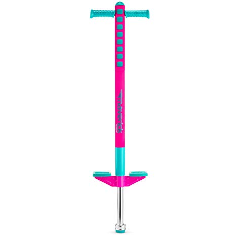 Flybar Limited Edition Foam Maverick Pogo Stick for Boys & Girls | Indoor/Outdoor Toy for Kids Ages 5-9 | Features New 'Rubber' Grip Handles | Non-Slip Foot Pegs for Safety | Pink Teal