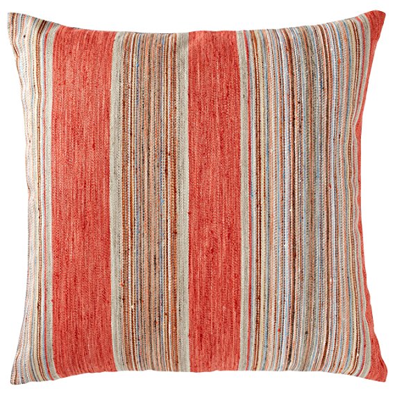 Rivet Bohemian Stripe Pillow, 17" x 17", Terracotta