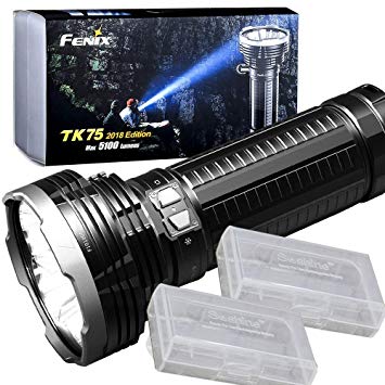 Fenix TK75 2018 5100 Lumen High-Performance Long-Throw Micro-USB Rechargeable Flashlight with 2x Lumen Tactical Battery Organizers