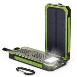 Bienna 30000mah Solar Panel Chargers External Battery Pack Power BankDual USB Port Portable Charger with 8 LED Flash Light for Cell PhoneTablet ismart TechnologyWater ResistantGreen