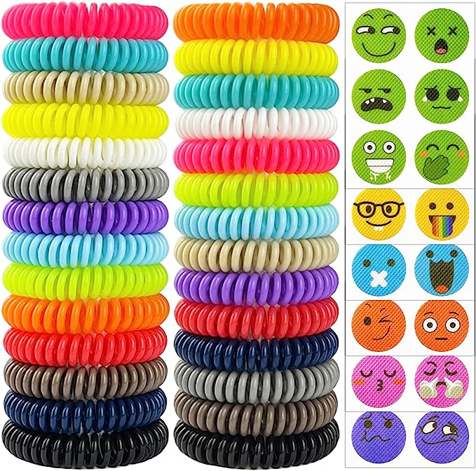 Mosquito Repellent Bracelets 28 Pack Individually Wrapped Mosquito Repellent Bands with 36 Pcs Mosquito Repellent Stickers, Natural Insect Bug Repellent Wristbands for Kids and Adults Protection