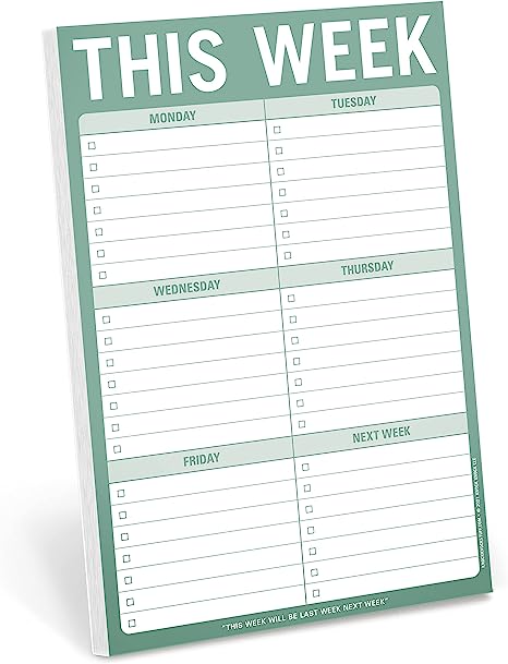 Knock Knock This Week Pad, To Do List Notepad & Weekly Agenda Planning Pad (Sage Green), 6 x 9-inches